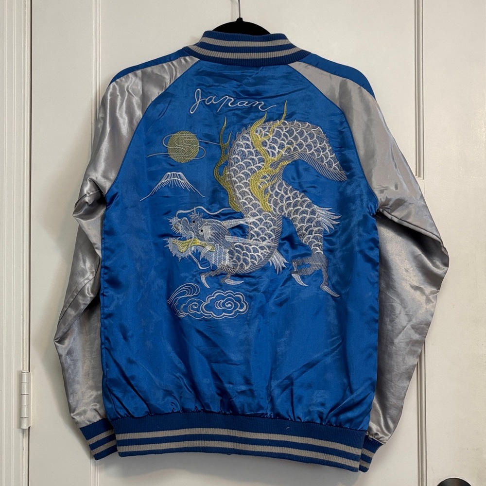 Jimmy Dragon Boys Souvenir Jacket Japan size 160 (10) Blue Dragon Satin Bomber
